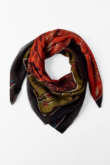 PAÑUELO ESTAMPADO ORIENTAL - Granate de Zara