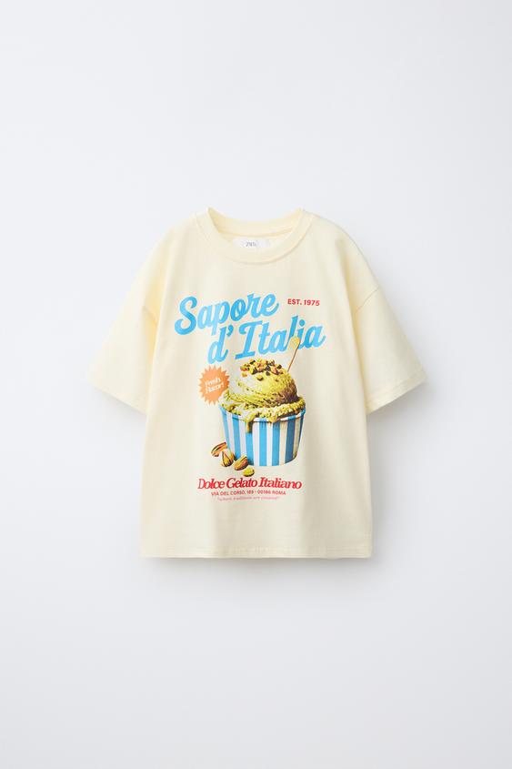 CAMISETA ESTAMPADO HELADO - Amarillo claro de Zara - Imagen 0