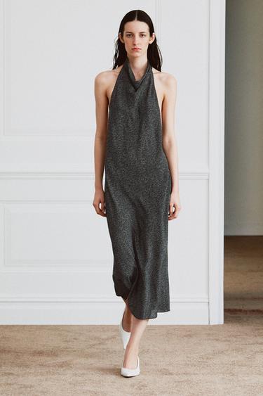 VESTIDO HALTER LUNARES ZW COLLECTION - Negro / Cru de Zara