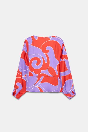 CHEMISE SATINÉE IMPRIMÉE AVEC ÉPAULETTES - Multicolore de Zara - Image 6
