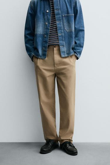 STRAIGHT-LEG CHINO TROUSERS - رمل by Zara
