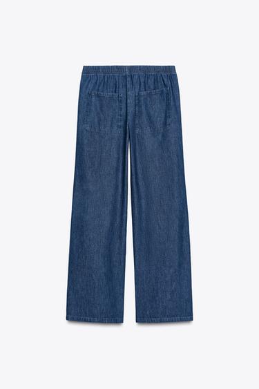 PANTALON PYJAMA DENIM TRF - Indigo foncé de Zara - Image 6