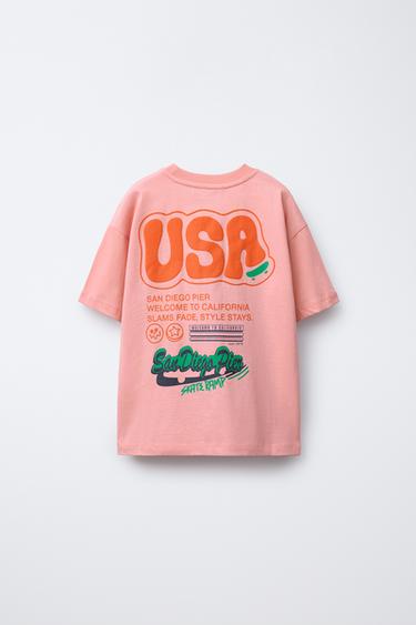 T-SHIRT WITH RAISED PRINT - Pink by Zara - Image 1
