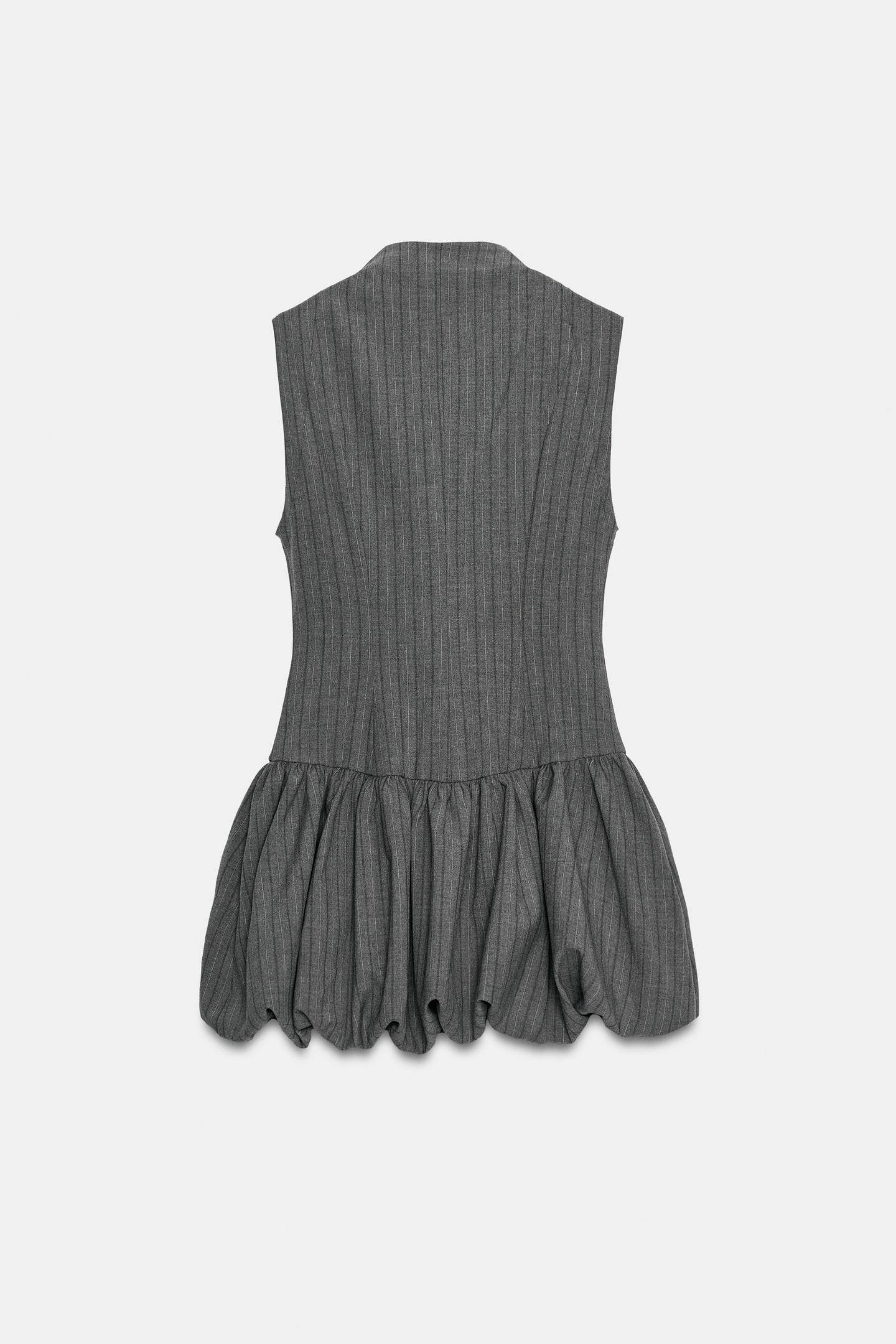 Женское платье Zara Bubble Hem Mini, цвет: Серый — фото 2