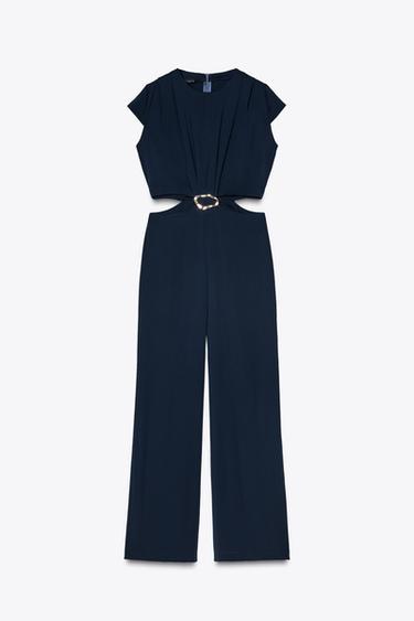 CUT-OUT JUMPSUIT WITH APPLIQUÉ - Navy blue by Zara - Image 0