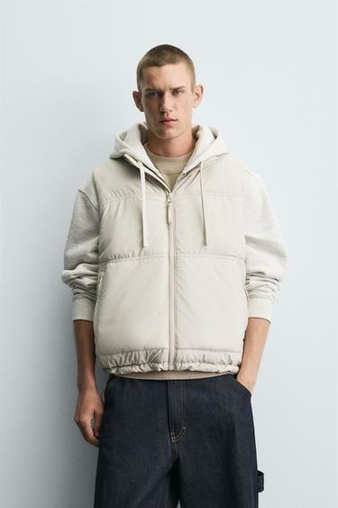 RUBBERISED PUFFER GILET - Oyster-white by Zara