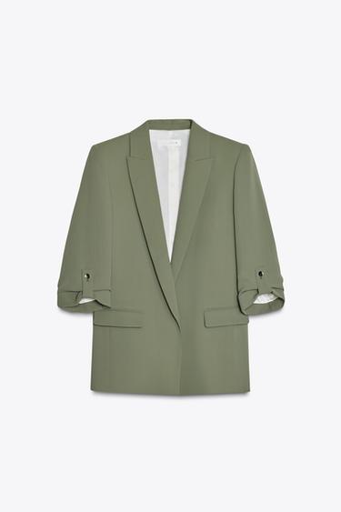 BLAZER MIT ÄRMELN ZUM KREMPELN - Khaki von Zara - Bild 0