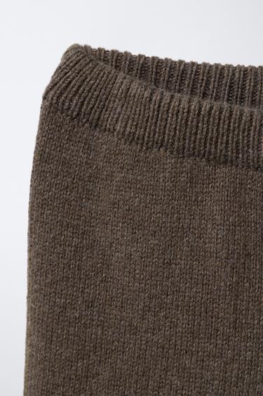 PANTALON EN MAILLE JUPE-CULOTTE DENTELLE - Marron / Taupe de Zara - Image 2
