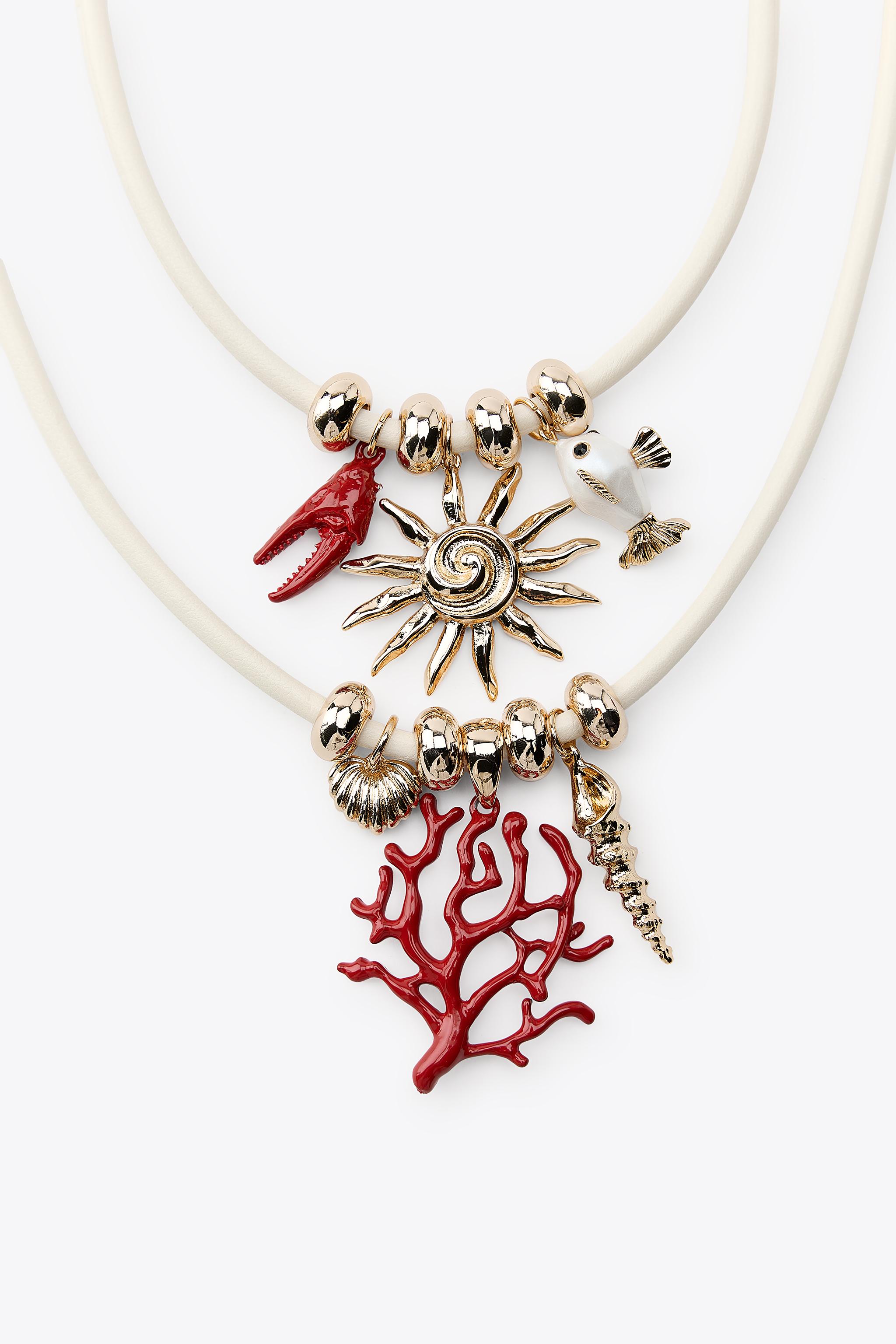 PACK OF 2 MARINE CHARM NECKLACES - Golden | ZARA United States