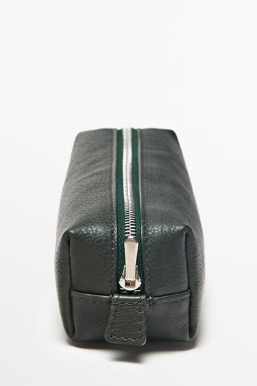 Nappa leather zip pouch — Bottle green 2