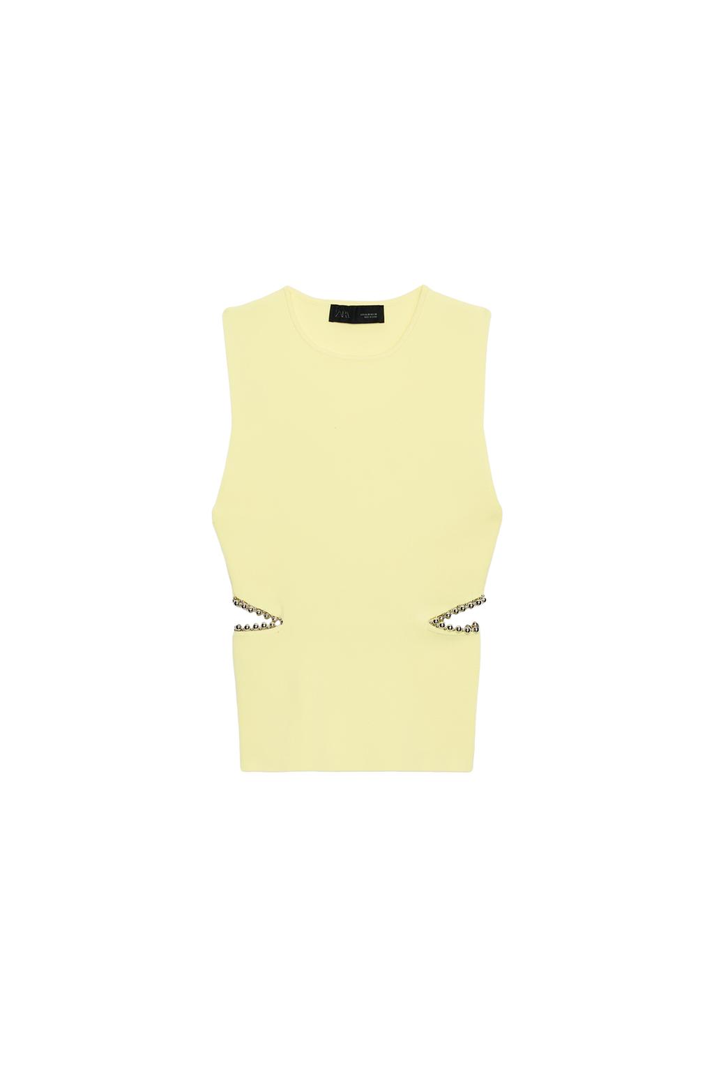 CUT OUT KNIT TOP WITH BEADS - image 3