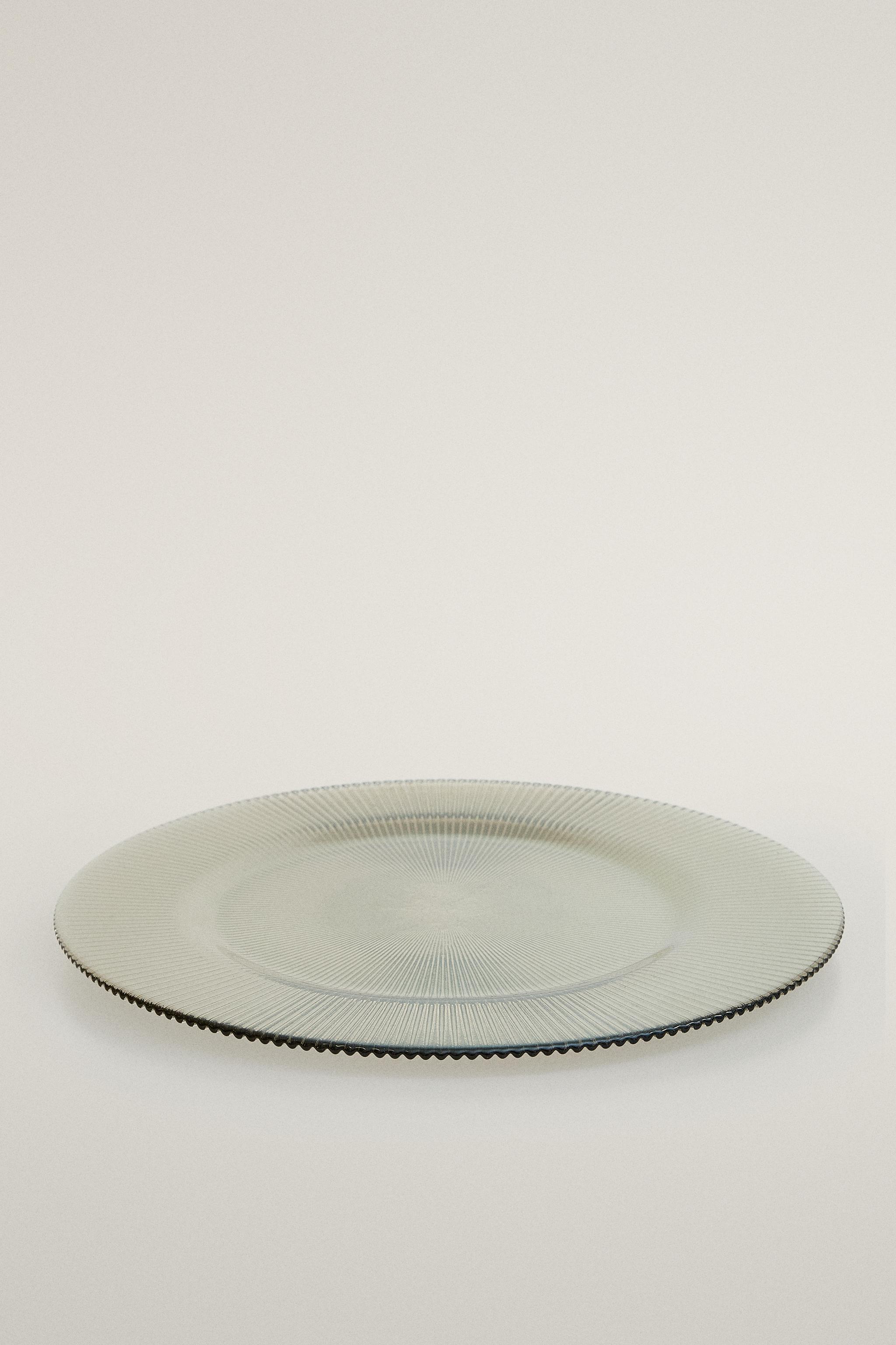 CHRISTMAS STRIPED GLASS SERVICE PLATE