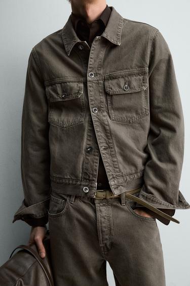 VESTE EN JEAN DÉLAVÉE - Vert gris de Zara - Image 4