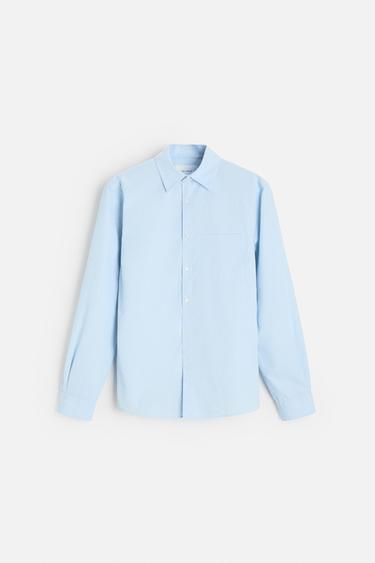 COTTON POPLIN SHIRT - Sky blue by Zara