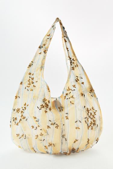Zara EMBROIDERED APPLIQUÉ BAG - Yellow