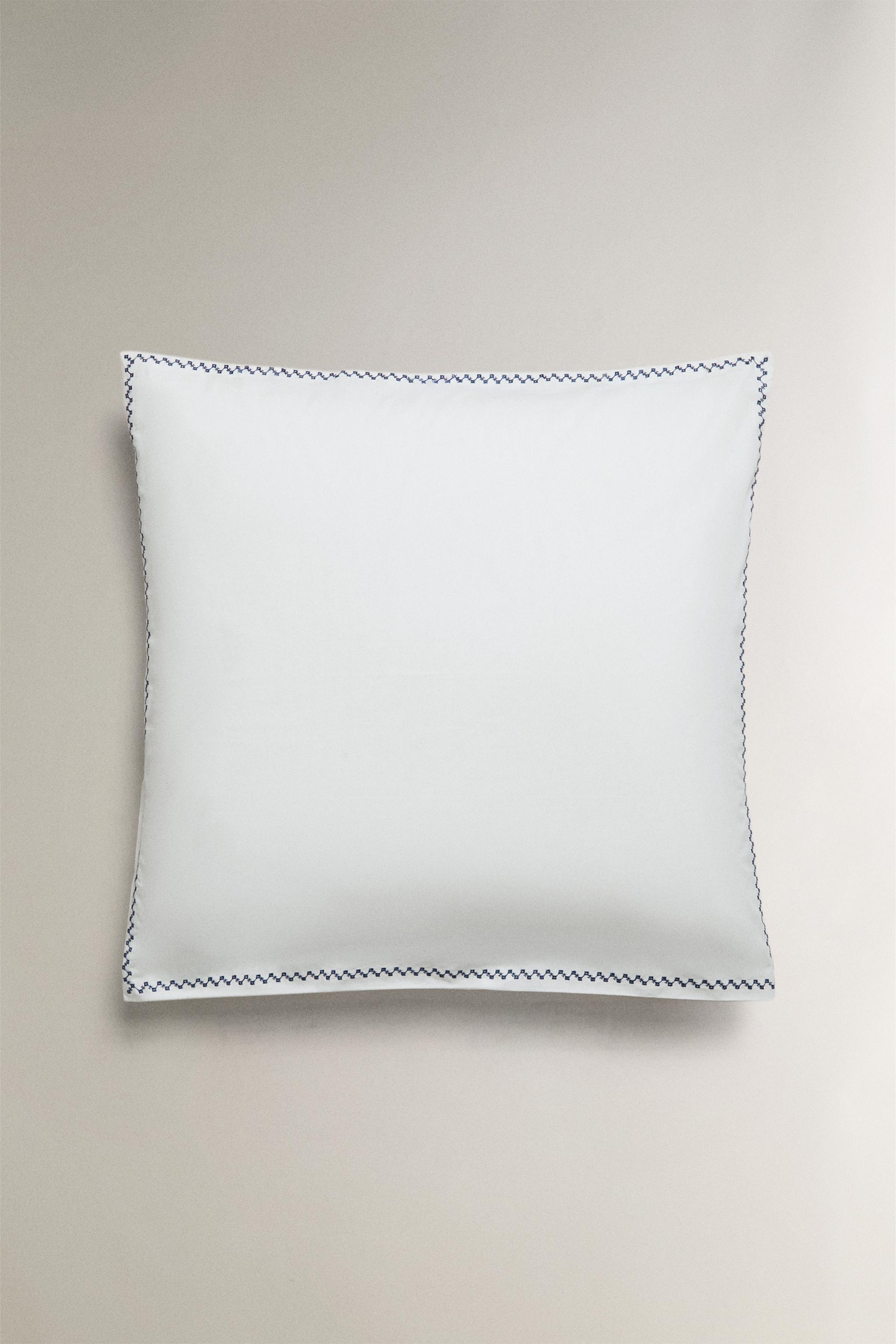 EMBROIDERED BORDER PILLOWCASE — Oyster-white