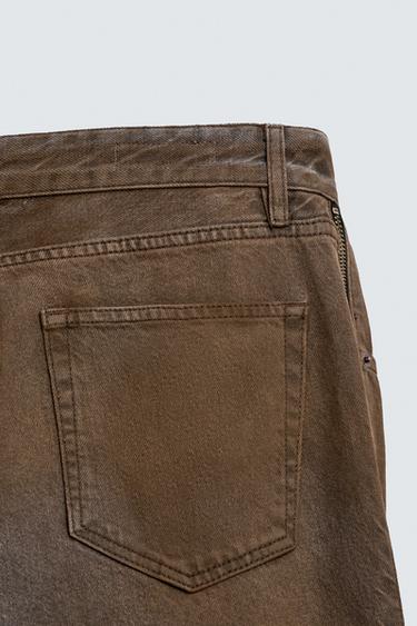 FLARE FIT JEANS WITH ZIPS - Brown by Zara - Image 10