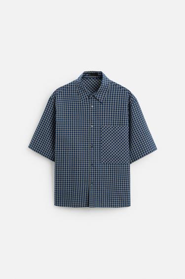 CHEMISE À CARREAUX - Bleu de Zara - Image 5