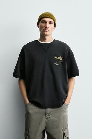 WASHED PRINTED SWEATSHIRT - Dark anthracite by Zara