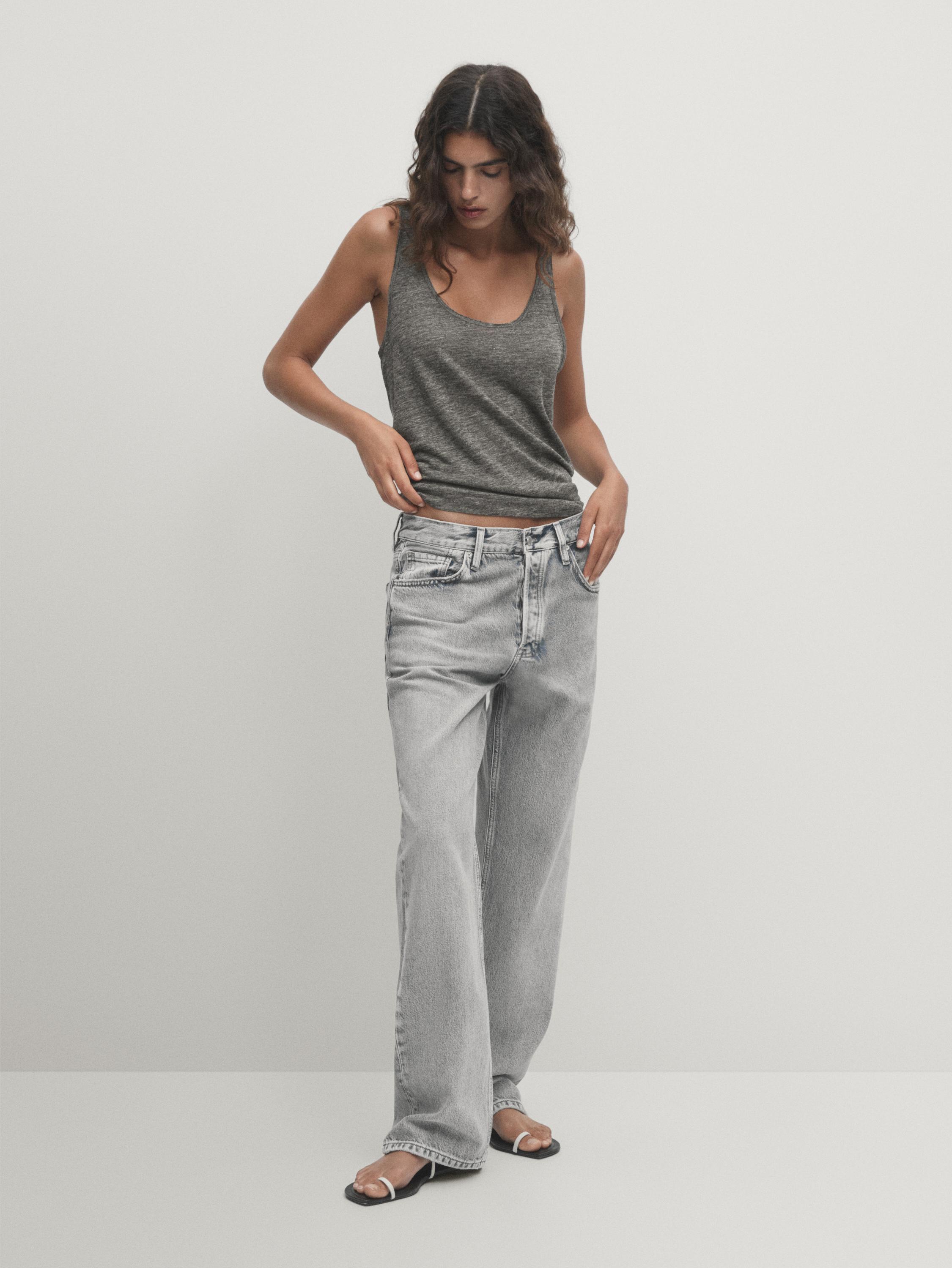 100% linen tank top - Anthracite Gray | ZARA United States