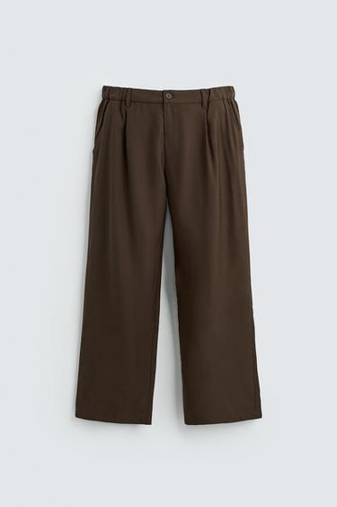 بنطلون منسدل RELAXED FIT - شوكولاتة الخاص بـ Zara