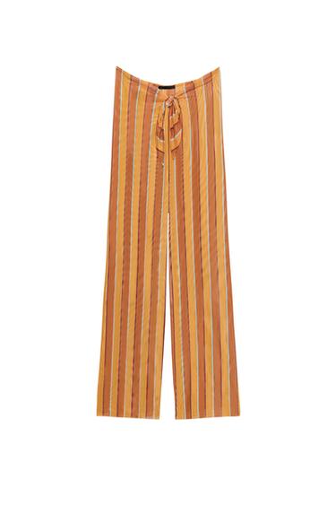 PRINTED STRIPED TULLE WRAP TROUSERS - Burnt orange by Zara
