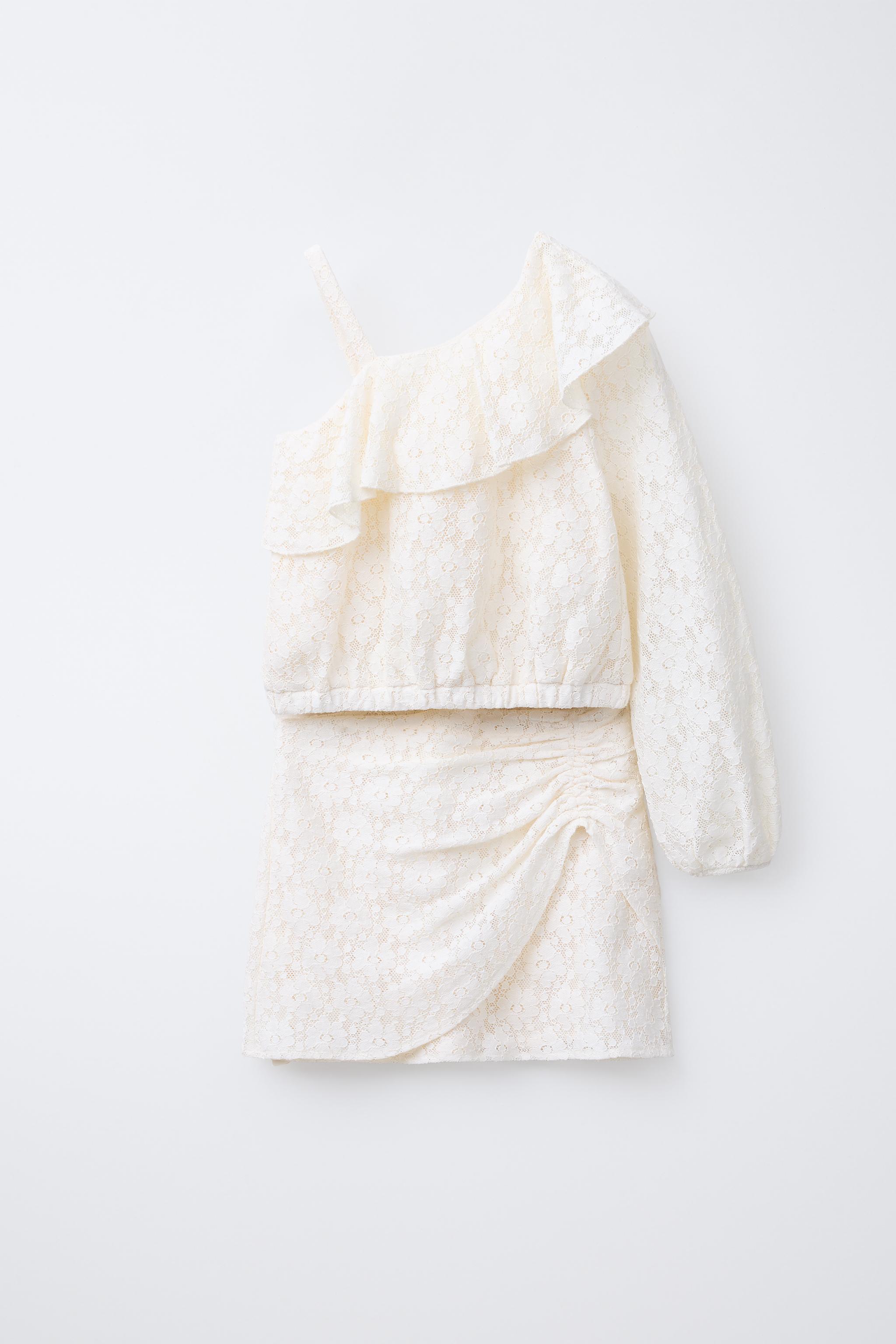 ASYMMETRIC RUFFLE TOP AND LACE SKIRT CO-ORD | ZARA Turkey