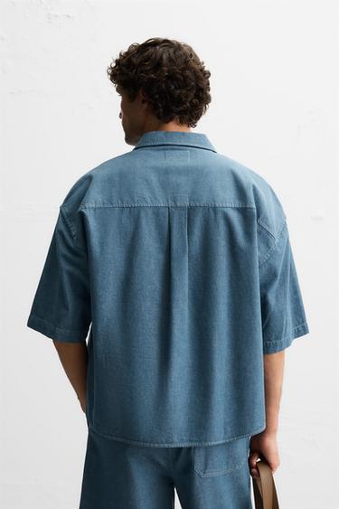 CHEMISE EN JEAN RELAXED FIT - Bleu / Vert de Zara - Image 2