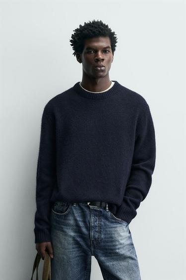 YAK WOOL JUMPER - Navy blue by Zara