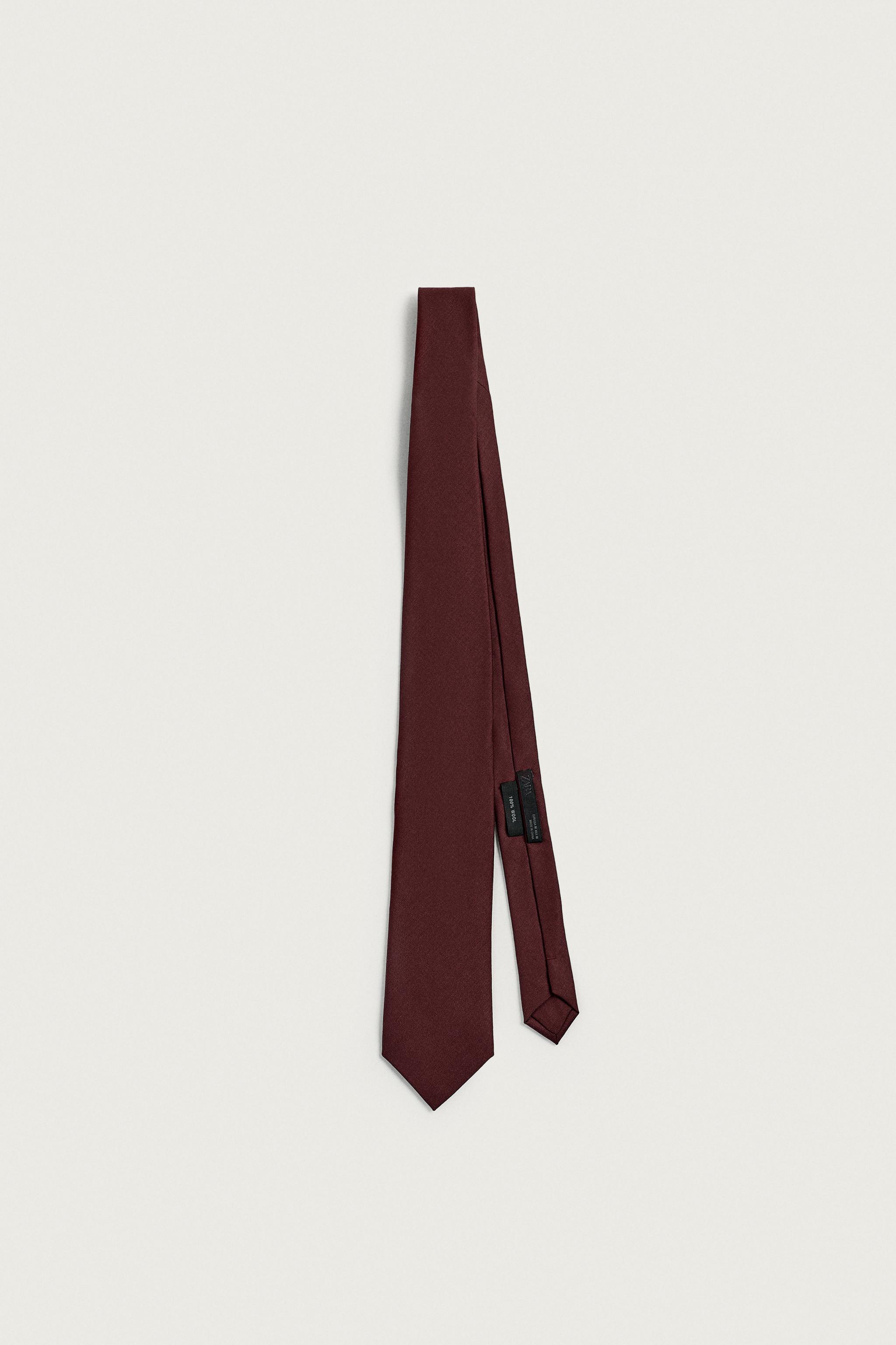 100% WOOL TIE — Maroon