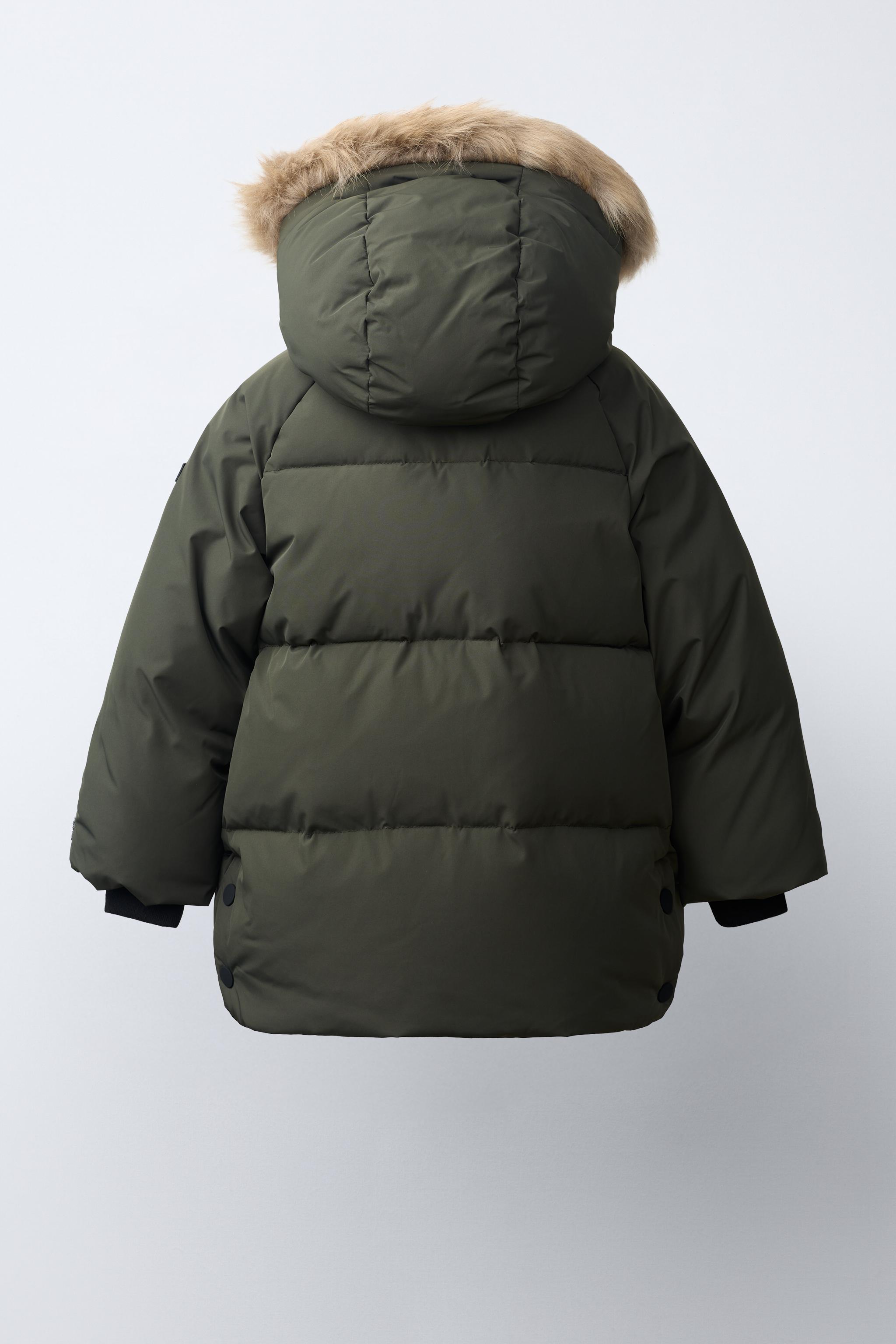 50% ダウン 50% フェザー フェイクファー フード 撥水加工入り