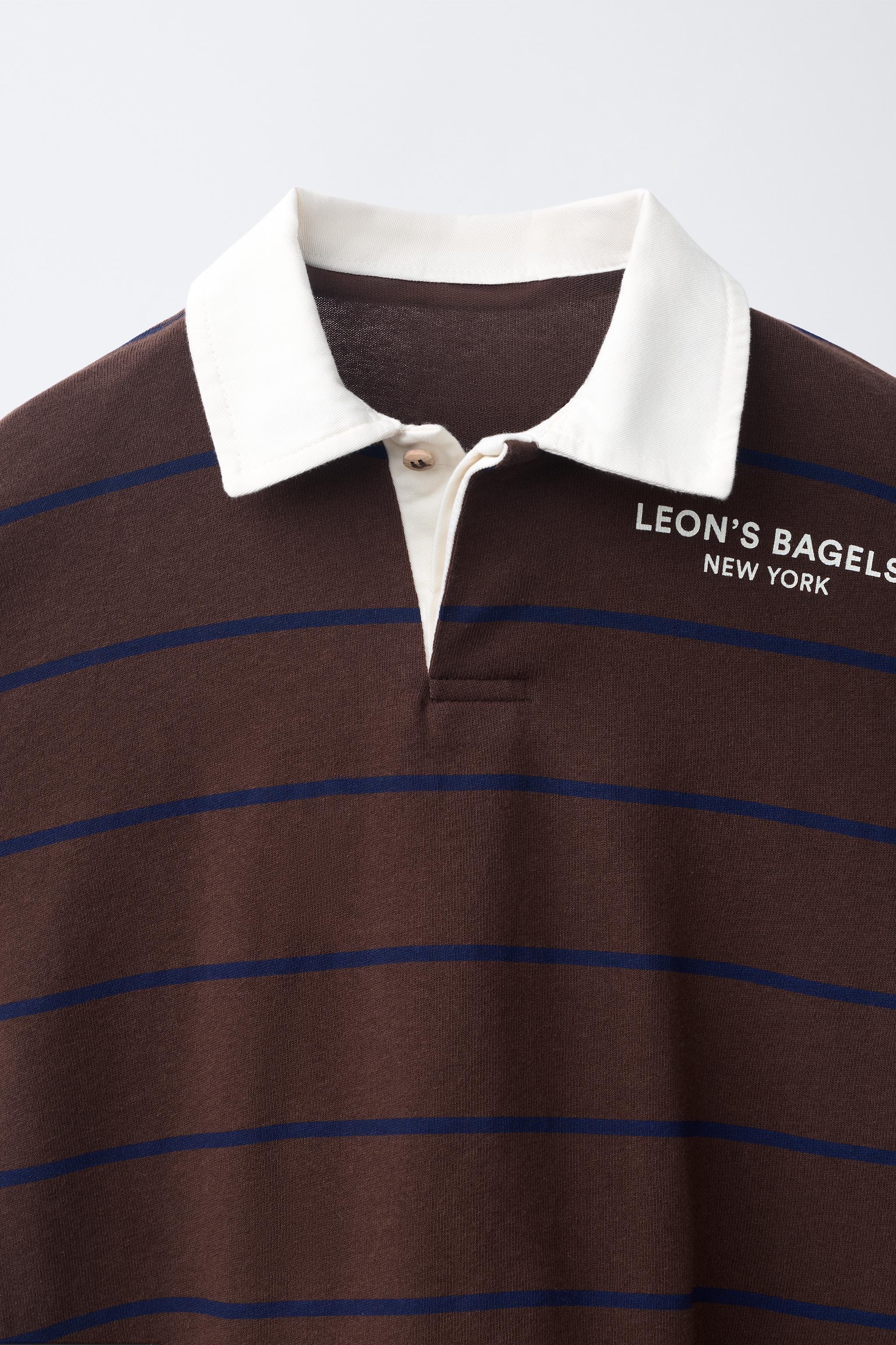 LEON'S BAGELS ® STRIPED POLO SHIRT