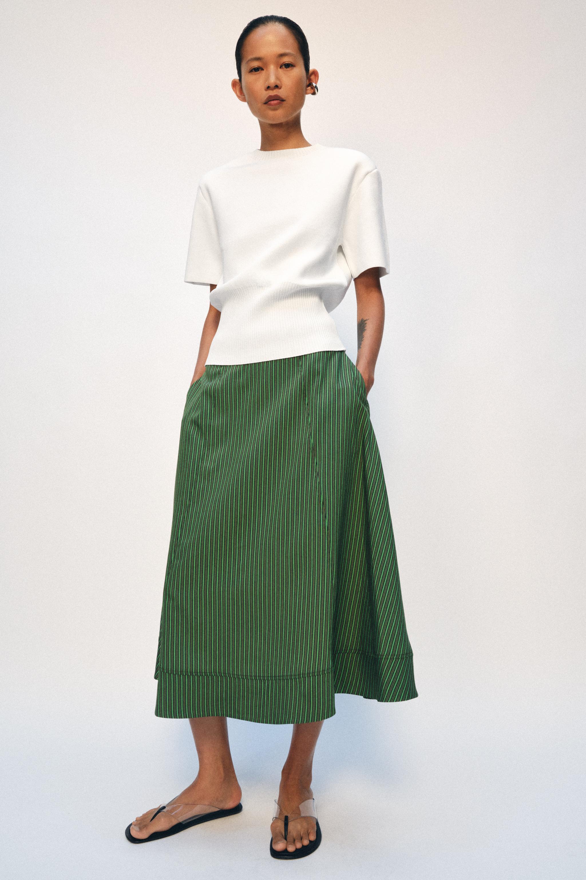 ZW COLLECTION ストライプミディスカート - マルチカラ― | ZARA Japan