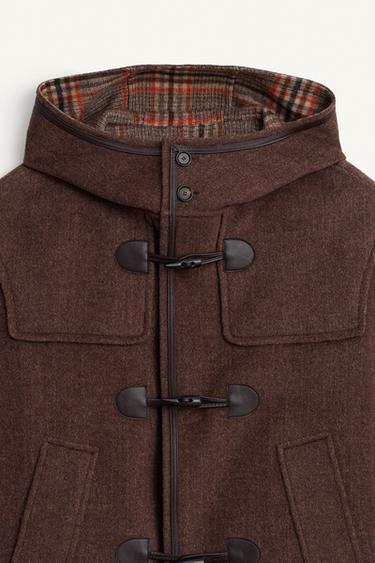 MANTEAU CONTRASTE À CARREAUX EN LAINE LIMITED EDITION - Taupe de Zara - Image 8