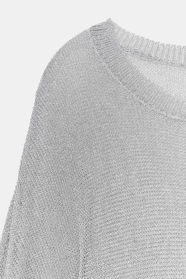 METALLIC THREAD KNIT JUMPER - Silver by Zara - Image 6