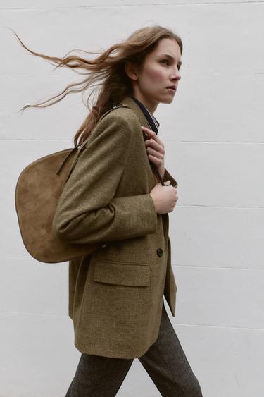 LEATHER FLAP HANDBAG - Green by Zara - Image 1