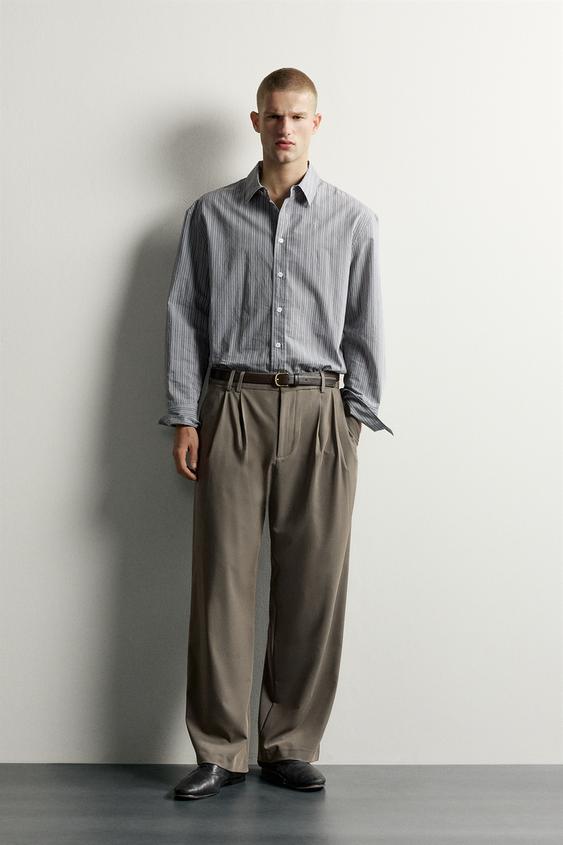 STRIPED RELAXED FIT SHIRT - Blue / Grey de Zara - Imagen 0