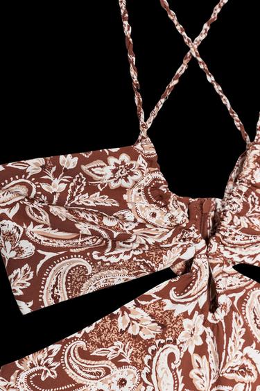 PRINTED MIDI DRESS WITH CUT OUT DETAIL - Terracotta by Zara
