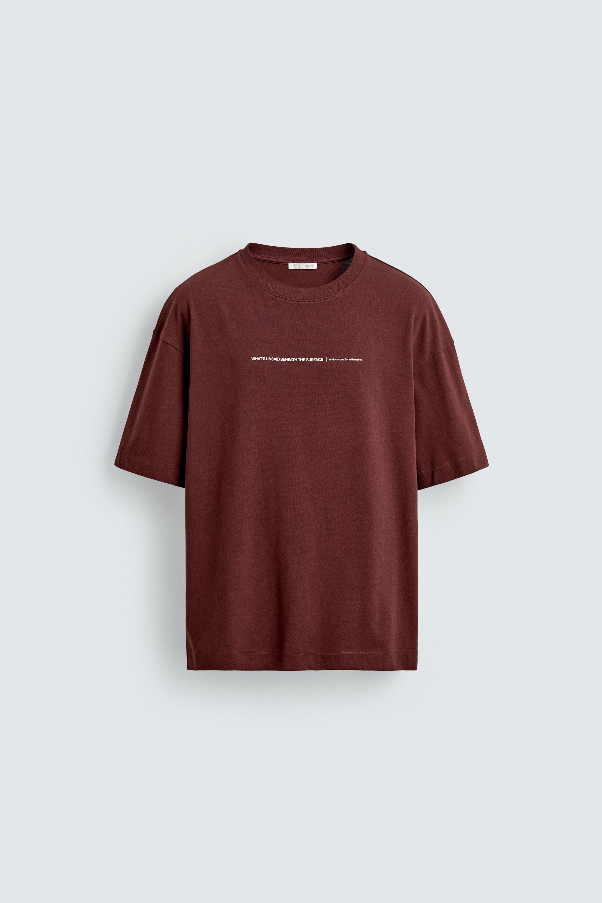 Zara Relaxed Fit T-Shirt mit beflocktem Print für nur 7,78 € statt 25,95 €!