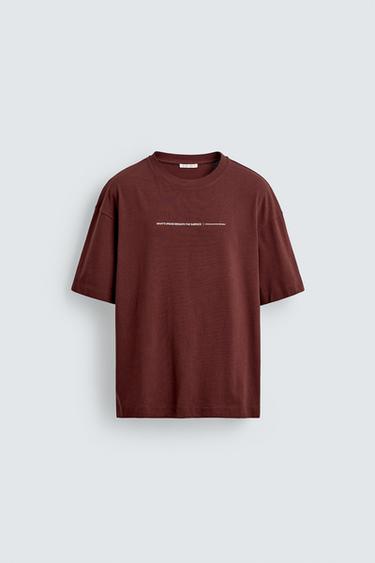 BLUZË RELAXED FIT ME STAMPIM FLOKAT - Ngjyrë shege nga Zara