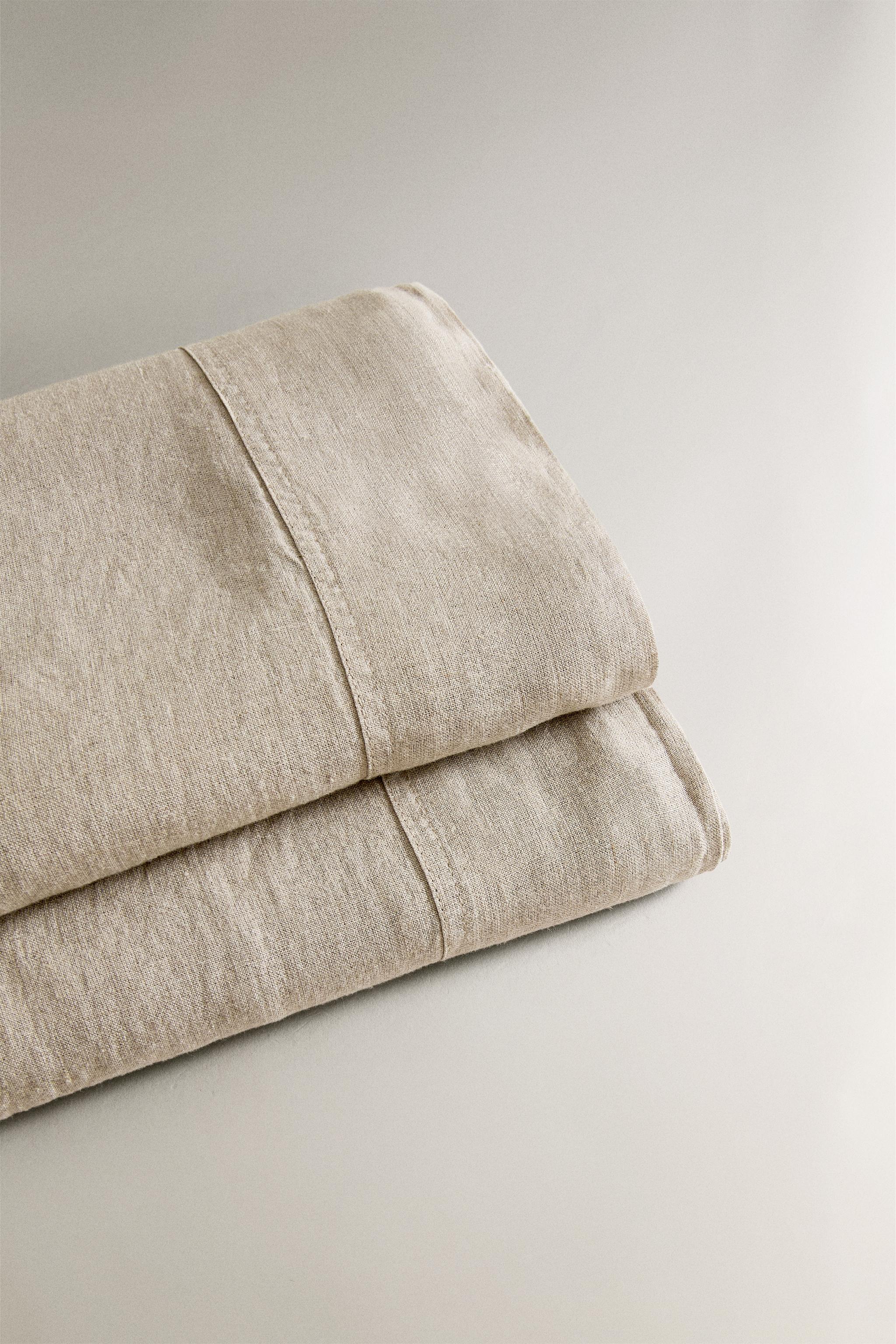 LINEN FLAT SHEET — Light beige