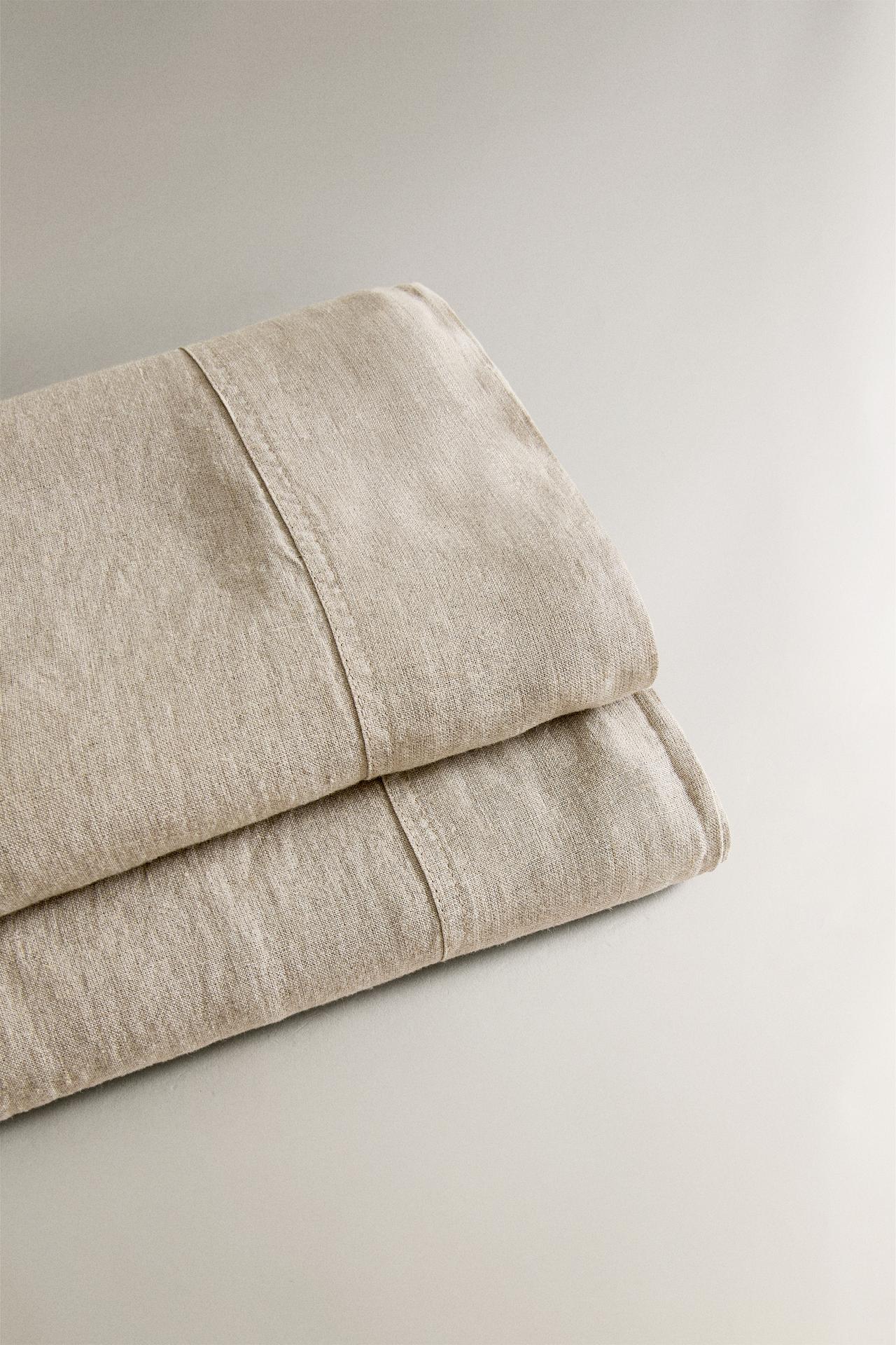 LINEN FLAT SHEET — Light beige