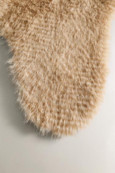 LONG FAUX FUR THROW - Sand by Zara - Image 1