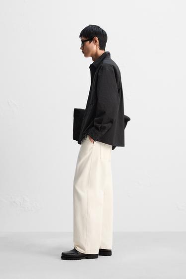 RELAXED FIT SEERSUCKER SHIRT - Black by Zara - Image 3