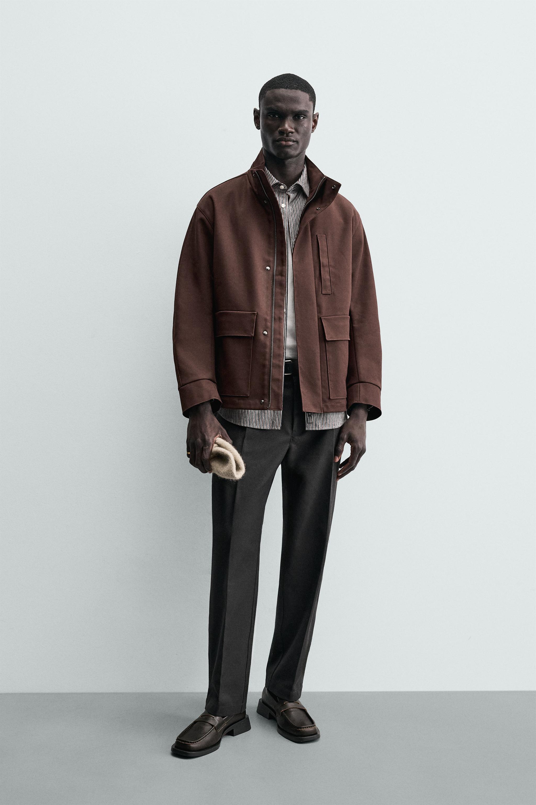 RELAXED FIT JACKET WITH POCKETS - Brown | ZARA South Africa