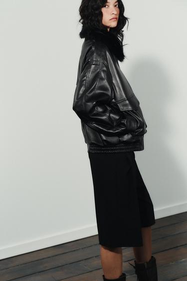 VESTE COL EFFET FOURRURE AMOVIBLE - Noir de Zara - Image 3
