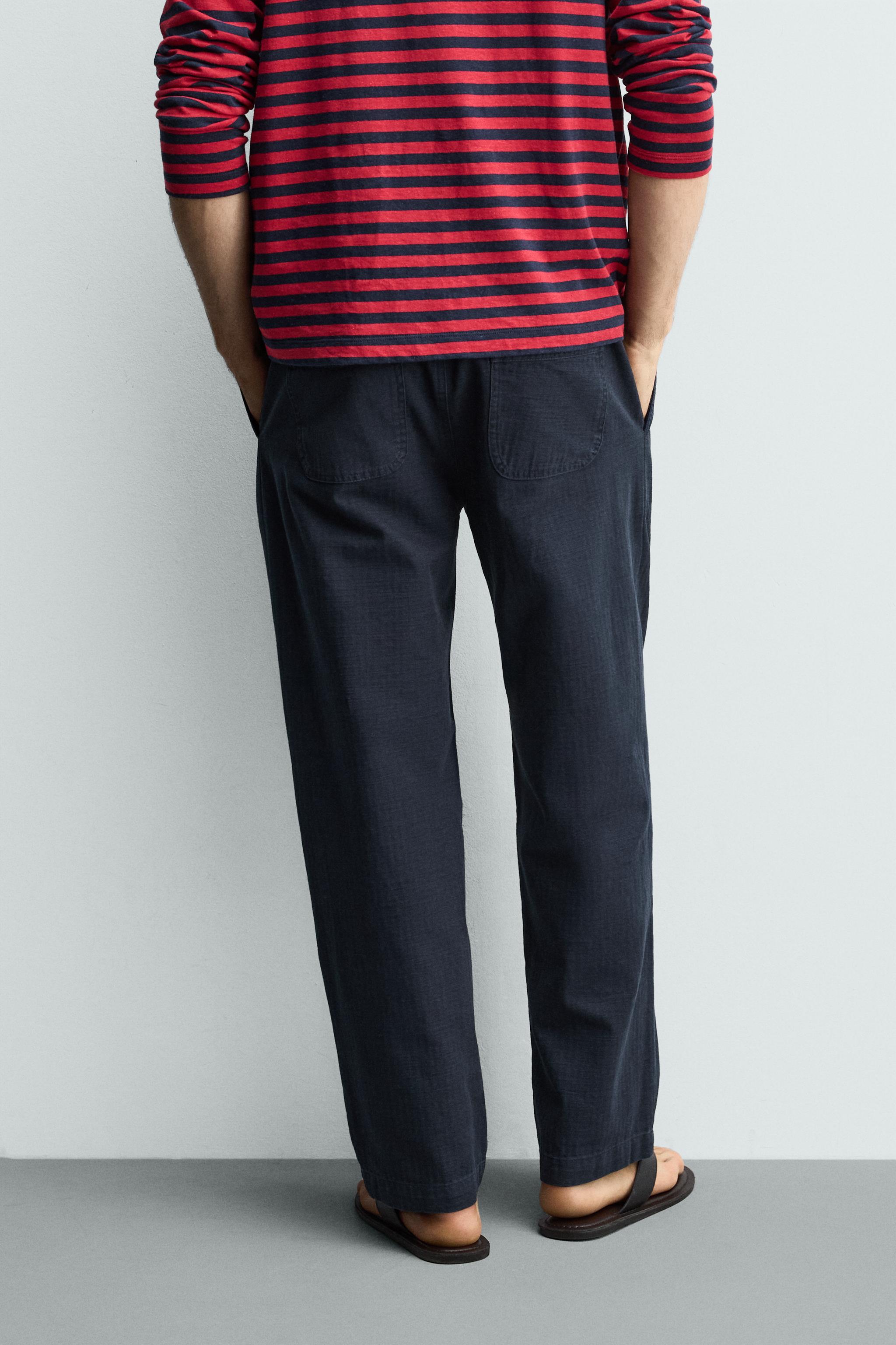 HERRINGBONE RELAXED FIT PANTS