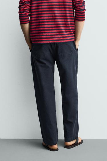 PANTALON DÉCONTRACTÉ CHEVRON - Bleu marine de Zara - Image 2
