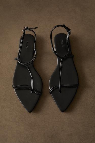 STRAPPY LEATHER SANDALS - Black by Zara - Image 7
