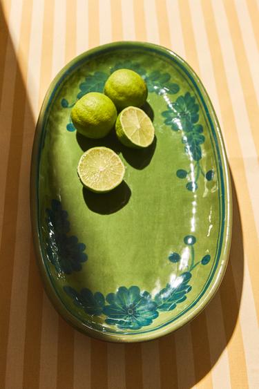 PLAT GRÈS OVALE FLEURS - Bleu / Vert de Zara - Image 5